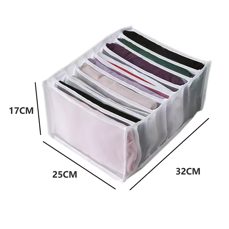 7-Compartment Clothing Organizer – Jeans, Pants & Socks Storage Box