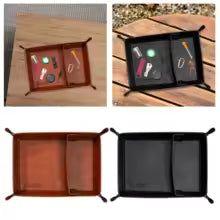 Genuine Leather Organizer Tray – Elegant Desk Accessory for Men & Women
