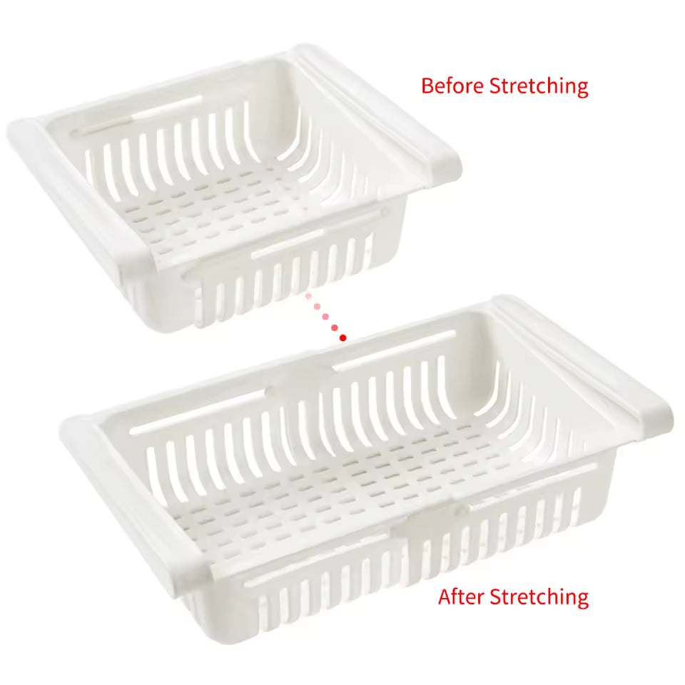 Expandable Fridge Organizer Drawer – Stackable Pull-Out Storage Bin for Refrigerator Shelves