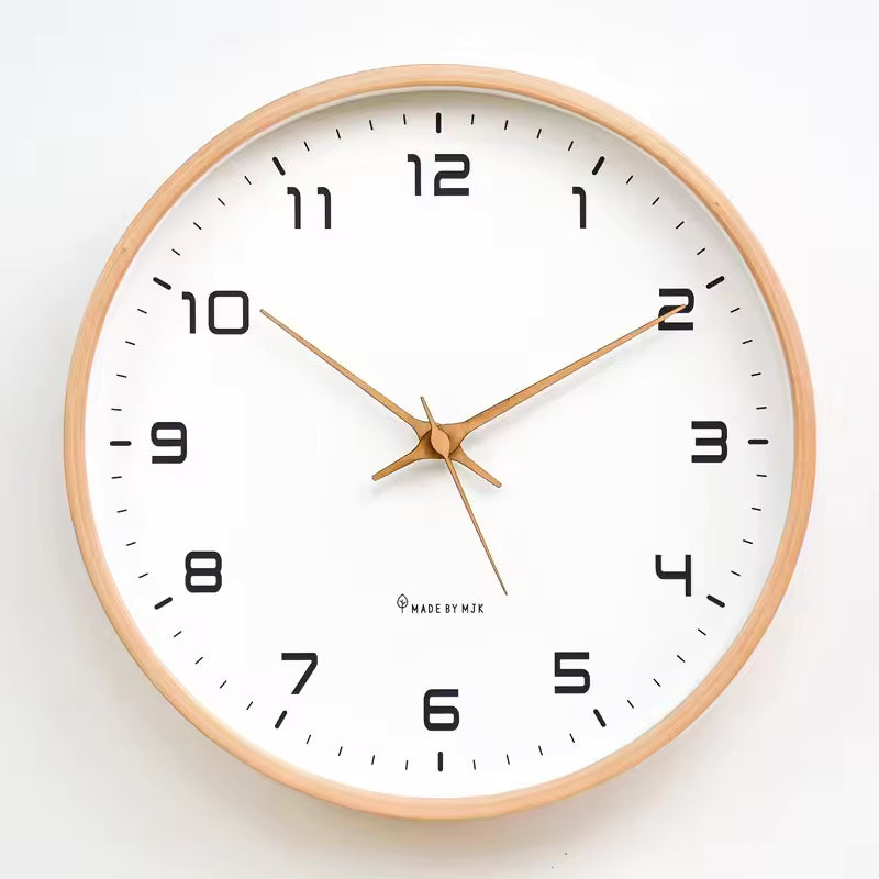 Nordic Wooden Wall Clock – Modern Minimalist Silent Clock for Living Room & Home Decor