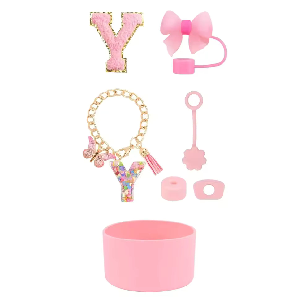 7-Piece Stanley Cup Accessories Set for 30oz & 40oz – Lid with Straw, Straw Cover, Leak-Proof Lock, Letter Keychain & Sticker