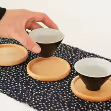 Handmade Resin River Coaster – Walnut & Ebony Wood Epoxy Cup Holder for Home Bar & Coffee Table