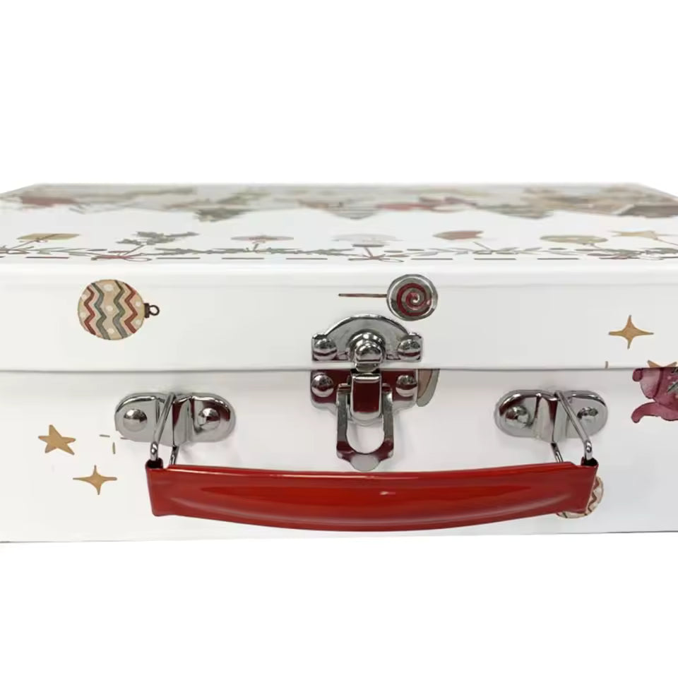 Christmas Suitcase Gift Box with Handle – Large Decorative Holiday Storage Box