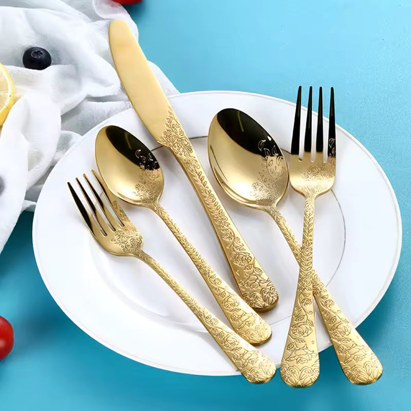 5/16-Piece Stainless Steel Cutlery Set with Storage Box – Fork, Spoon & Knife Dinnerware Set