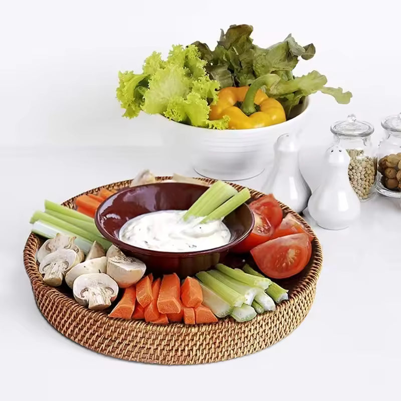 Handwoven Wicker Storage Basket – Multipurpose Tray for Fruits, Bread & Snacks