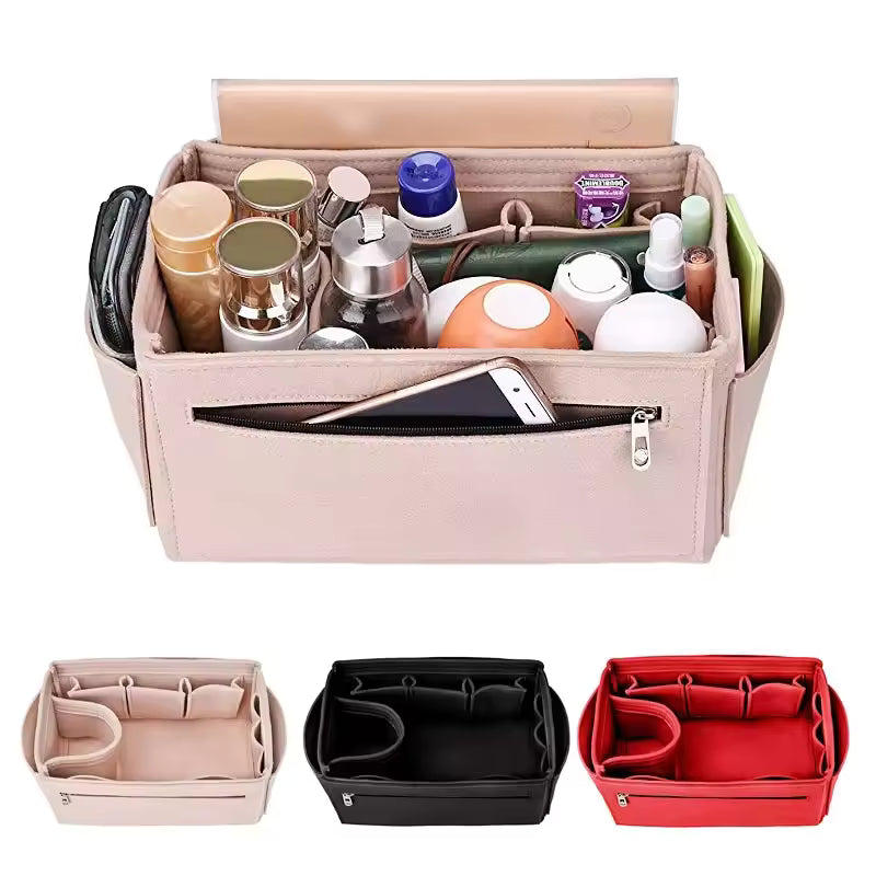 Felt Makeup Organizer Bag Insert | Travel Cosmetic Pouch for Speedy & Neverfull