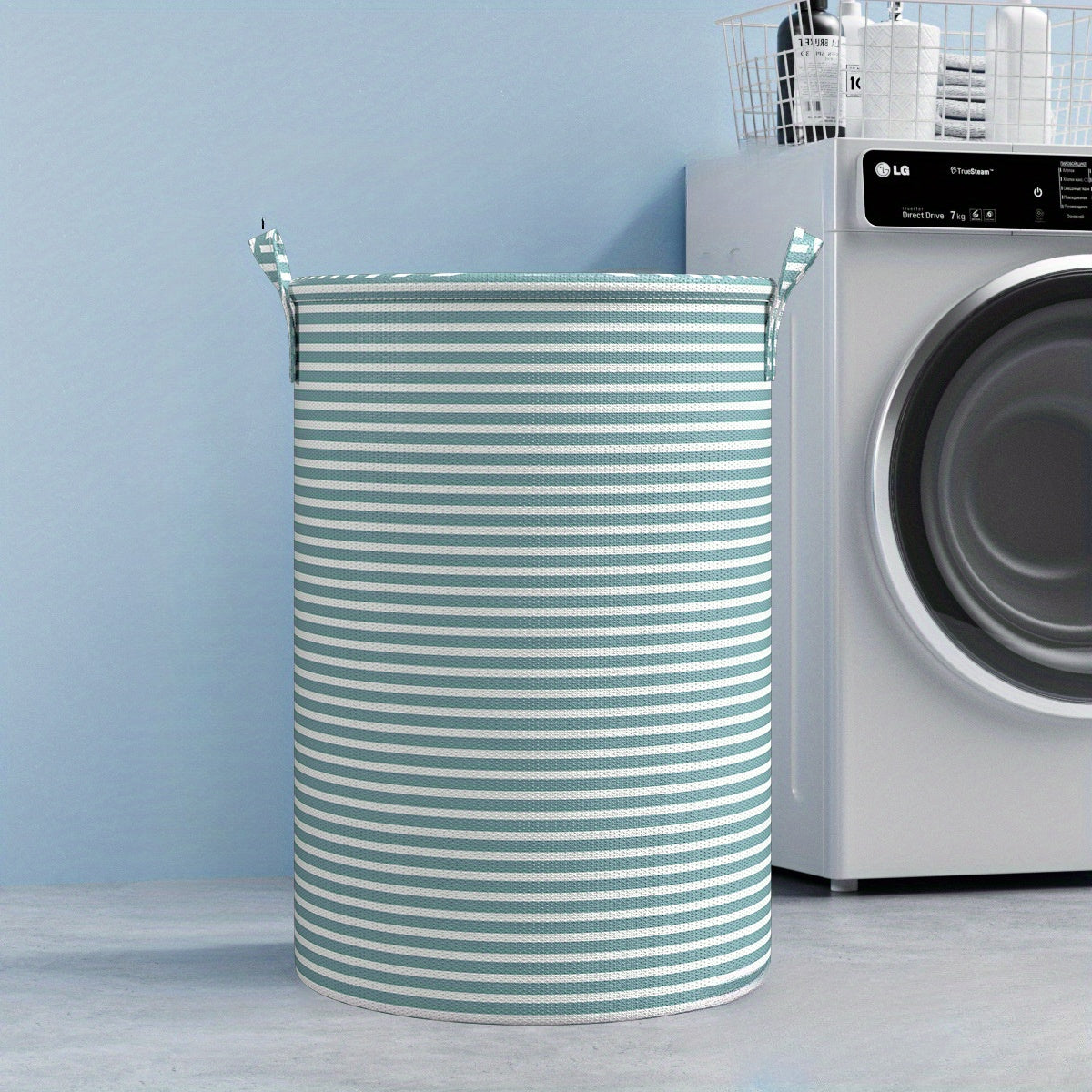 Minimalist Striped Foldable Laundry Basket – Multi-Purpose Storage Organizer for Clothes, Toys & Home