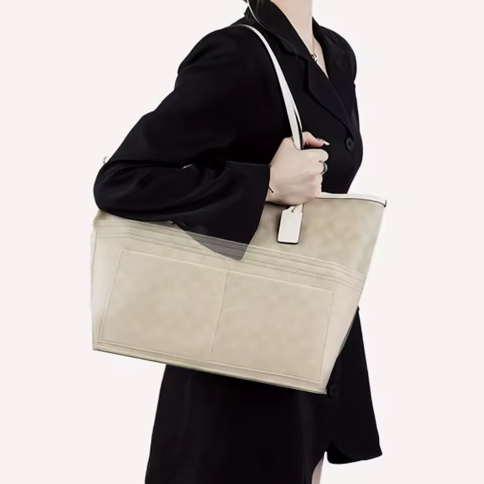 Felt Bag Organizer with Zipper and 10 Pockets | Ideal for Travel