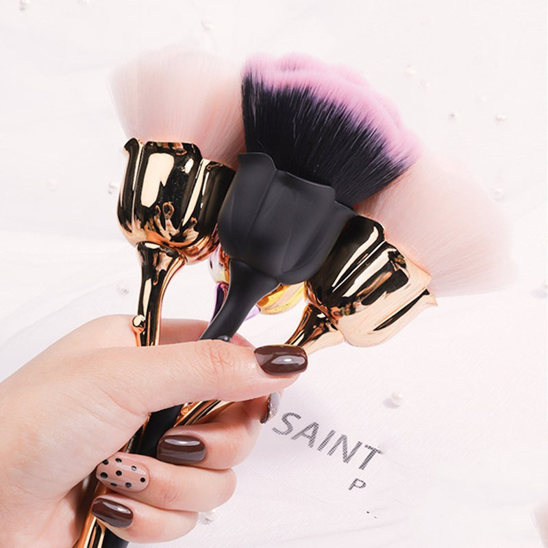 Floral Nail Art Brush Set – Gold & Pink Manicure Brushes for Gel Polish & Nail Design