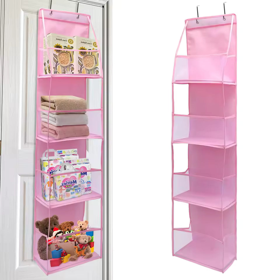 Hanging Door Organizer – Foldable 4/6-Tier Storage Rack for Hair Accessories, Snacks, Toys & Clothes