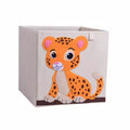 13” Foldable Cube Storage Box – Cartoon Animal Print Oxford Fabric Organizer for Clothes & Toys