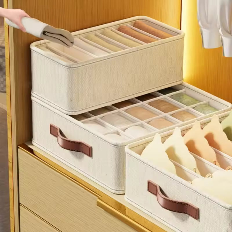 Set of 5 Fabric Drawer Organizers – Foldable Storage Boxes with Dividers for Underwear, Socks & Bras