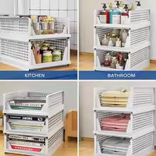 Foldable Plastic Storage Box – Stackable Large Capacity Organizer for Clothes & Home Essentials