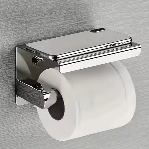Wall Toilet Paper Holder – 304 Stainless Steel, No Drilling Required