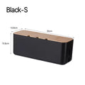 Bamboo Cable Management Box – Wire Organizer & Power Strip Holder for Desk, Home Office & Bedroom