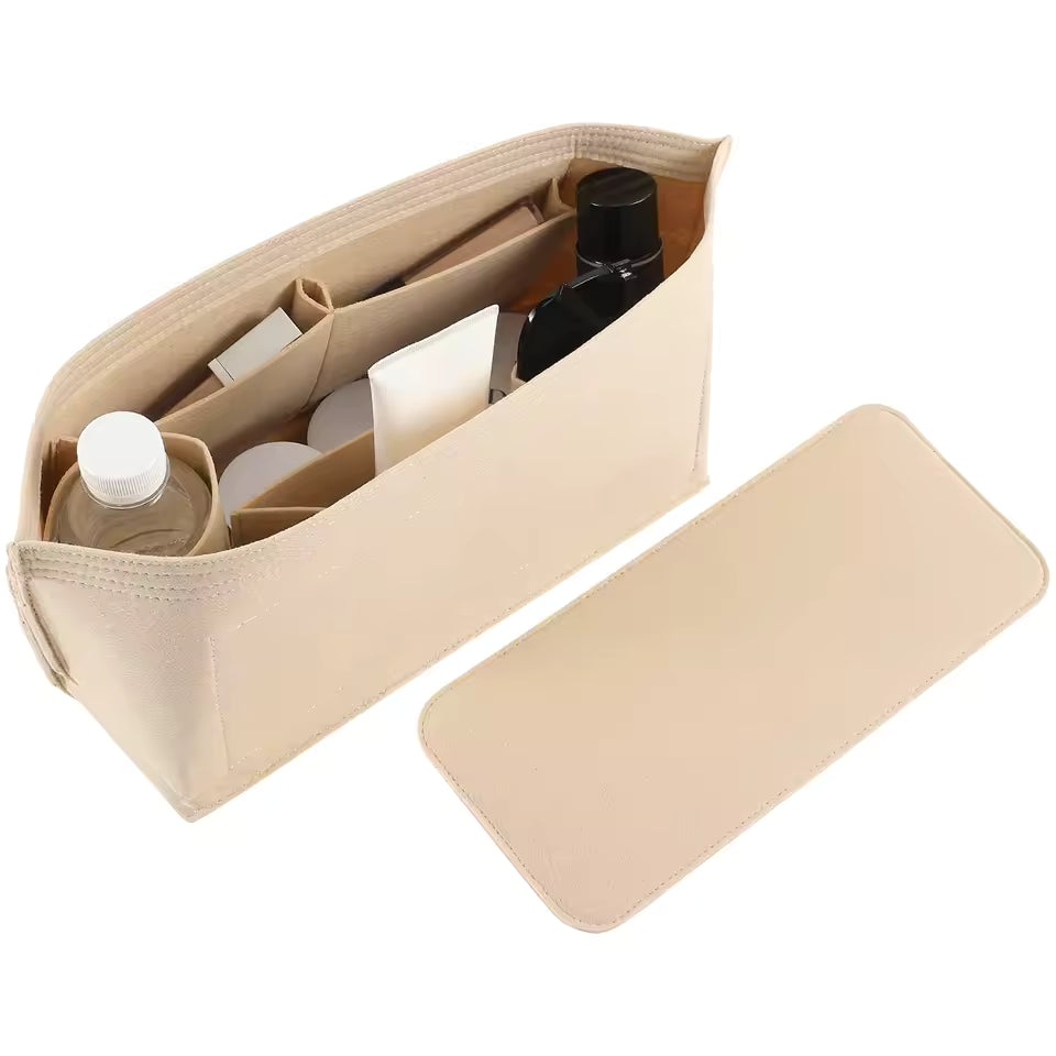 Felt Bag Organizer with Zipper and 10 Pockets | Ideal for Travel