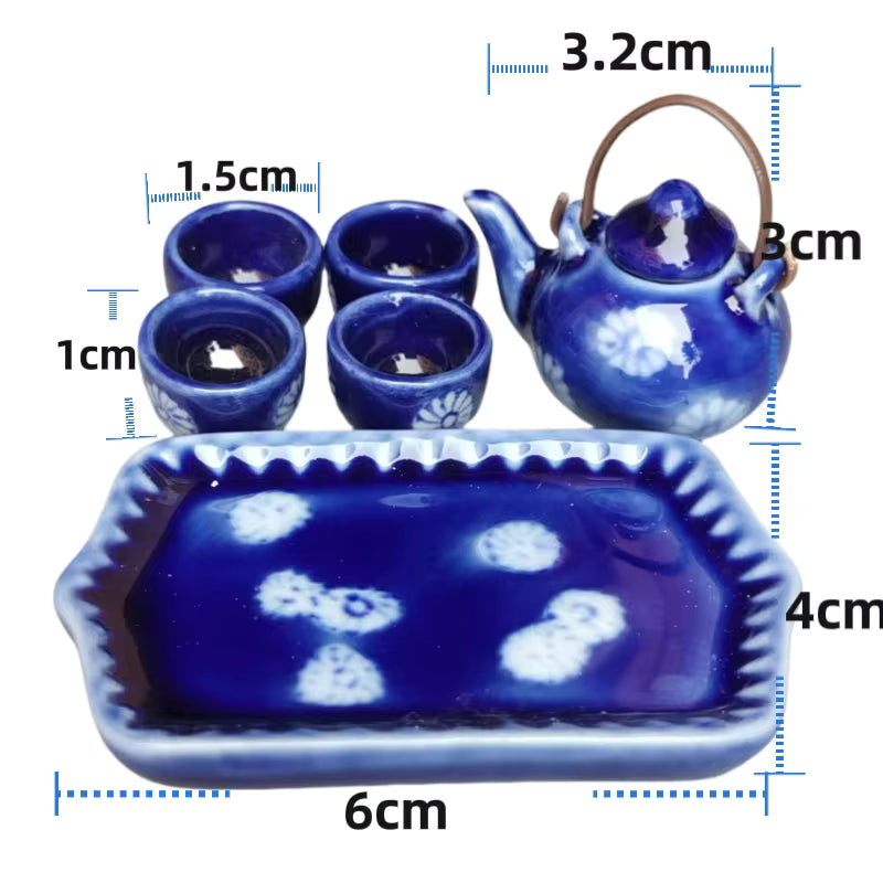 Mini Dollhouse Kitchen Accessories Set for BJD Dolls – Teapot, Cups, Tray, Pots & Cooking Utensils