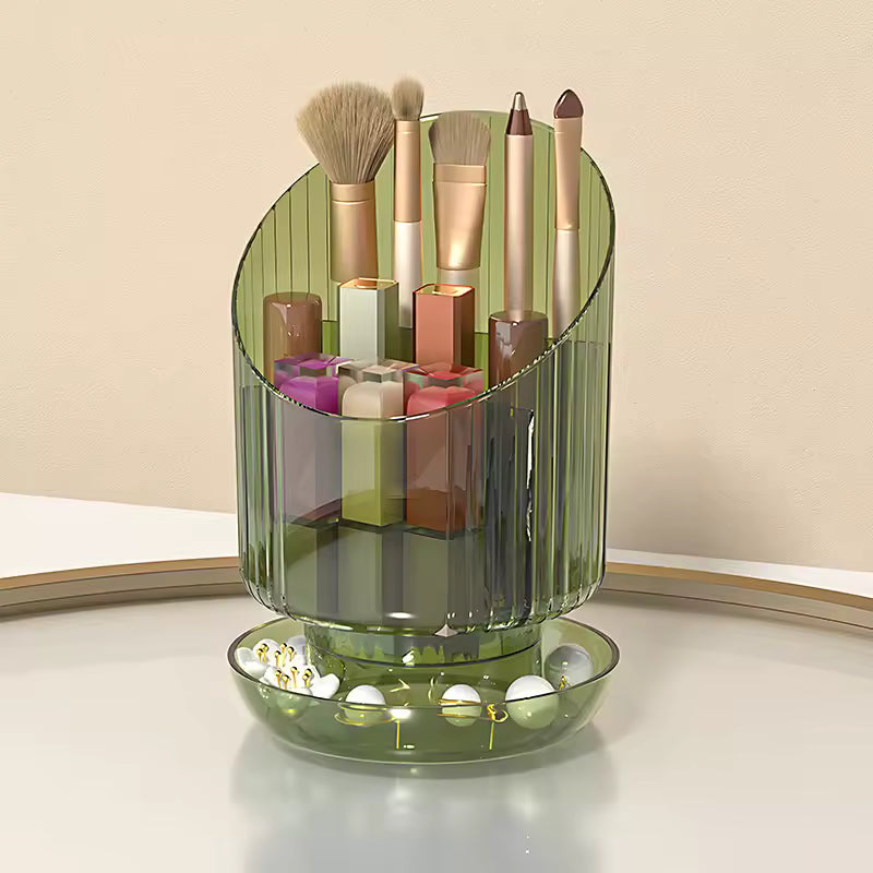 Luxury 360° Rotating Cosmetic Organizer – Makeup Brush, Lipstick & Eyebrow Pencil Holder for Vanity