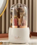 360° Rotating Makeup Organizer – Cosmetic Storage Box with Brush Holder & Lipstick Organizer