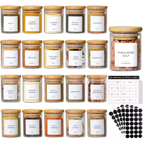 12-Pack Glass Storage Jars with Bamboo Lids – Kitchen Pantry Containers