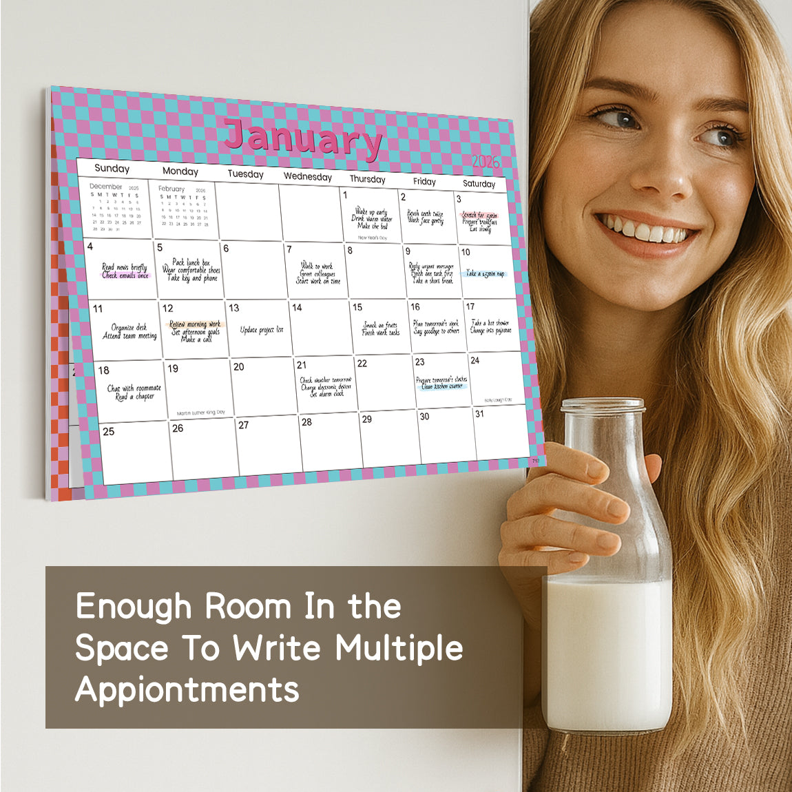 2026 Magnetic Fridge Calendar – Pastel Grid Monthly Planner Board (12-Month Layout)