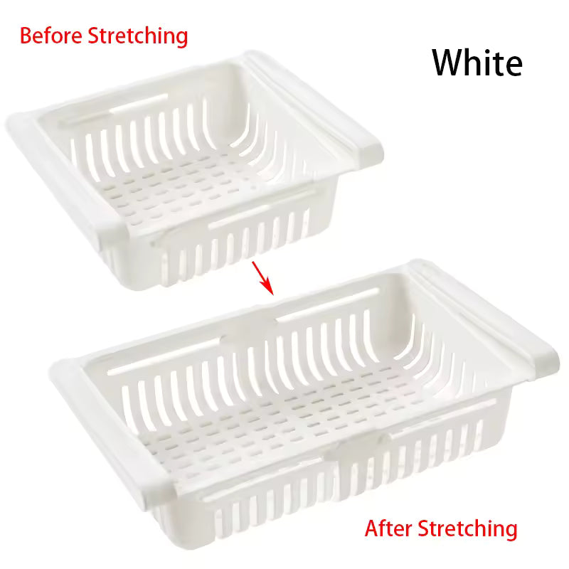 Expandable Fridge Organizer Drawer – Stackable Pull-Out Storage Bin for Refrigerator Shelves