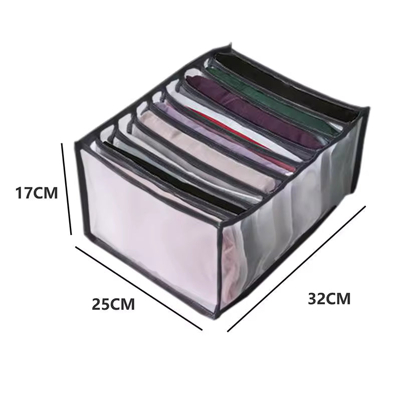 7-Compartment Clothing Organizer – Jeans, Pants & Socks Storage Box