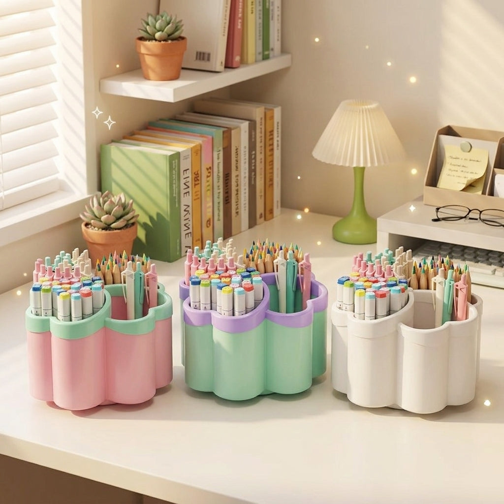 4-Compartment Desk Organizer Box – Office & Stationery Storage Container