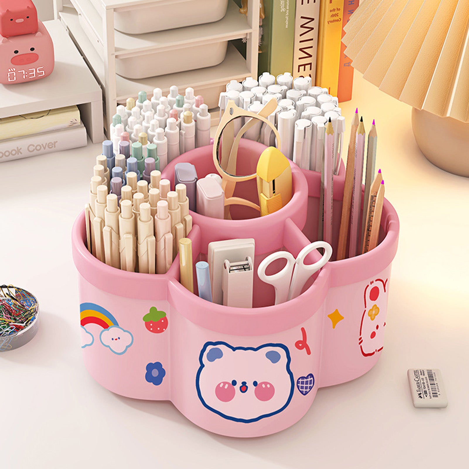 Rotating Desk Organizer – Large Capacity Pen & Makeup Brush Holder