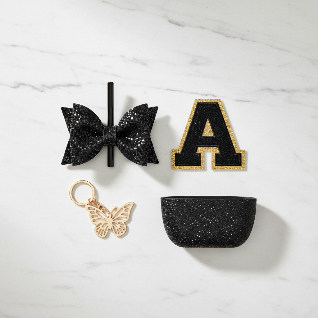 Flat lay acessórios