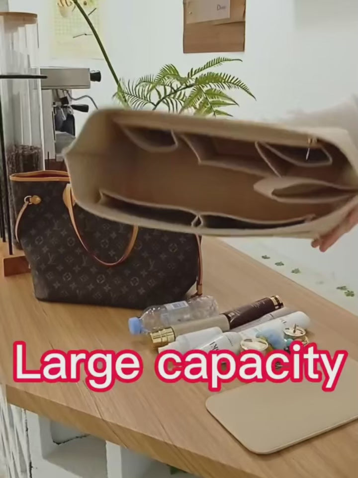 Felt Bag Organizer with Zipper and 10 Pockets | Ideal for Travel