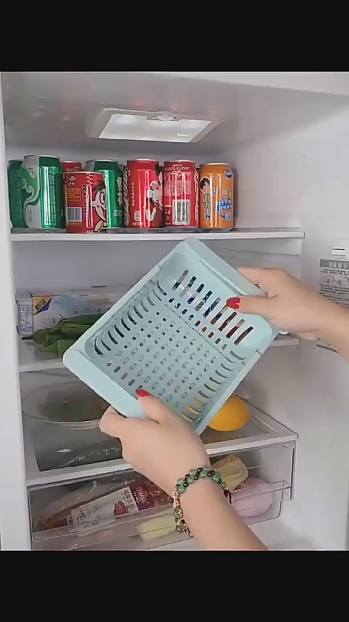 Expandable Fridge Organizer Drawer – Stackable Pull-Out Storage Bin for Refrigerator Shelves