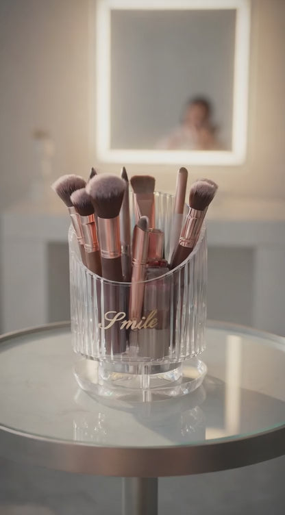 Luxury 360° Rotating Cosmetic Organizer – Makeup Brush, Lipstick & Eyebrow Pencil Holder for Vanity