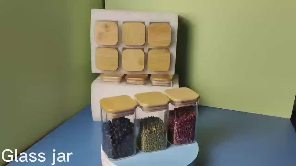 12-Pack Glass Storage Jars with Bamboo Lids – Kitchen Pantry Containers