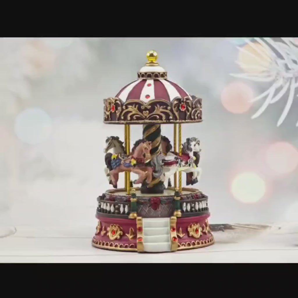 Carousel Music Box – Christmas Gift – Creative Resin Craft – Decorative Rotating Ornament